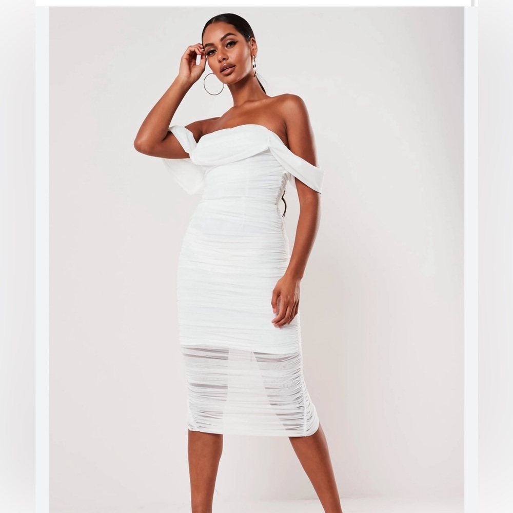 Missguided Bardot Off-Shoulder White Dress